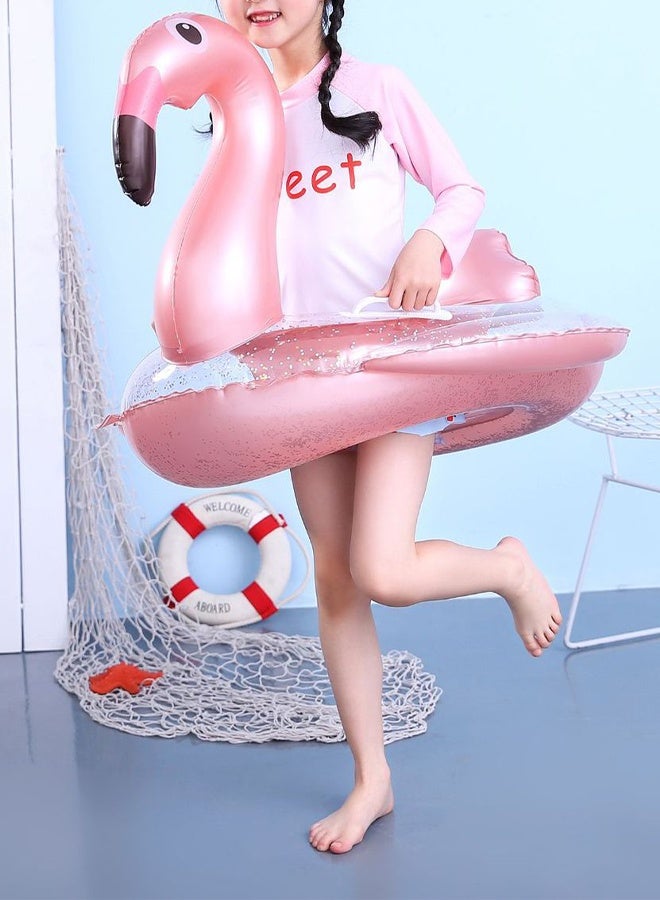 TAPIT Inflatable Flamingo Pool Floats for Kids Swim Rings with Safety Seat and Handle Pool Tubes for Floating Fun Beach Floaties Summer Party Pool Toys for Toddlers Swimming Ring - Image 1